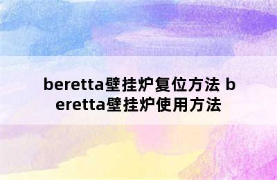 beretta壁挂炉复位方法 beretta壁挂炉使用方法